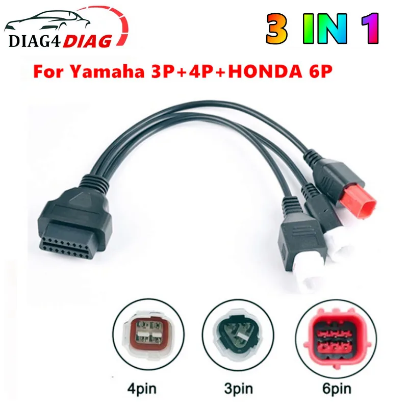 

3 в 1 диагностический кабель для мотоцикла для Yamaha 3pin 4pin для honda 6pin OBD2 Кабель-адаптер OBD 2 Удлинительный кабель для двигателя