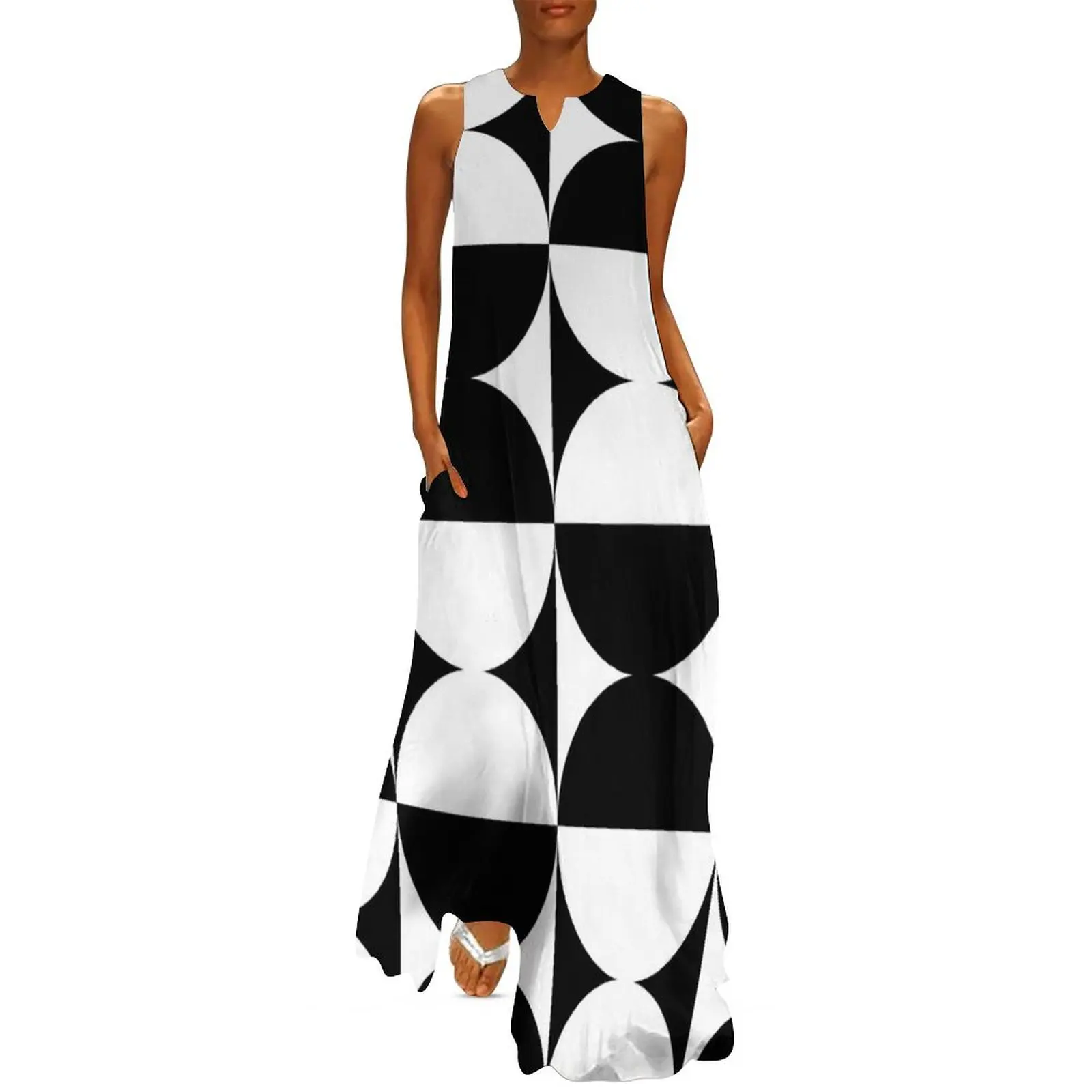 

Mid Century Modern Geometric Abstract Pattern 724 Long Dress Women"s summer dresses prom dresses