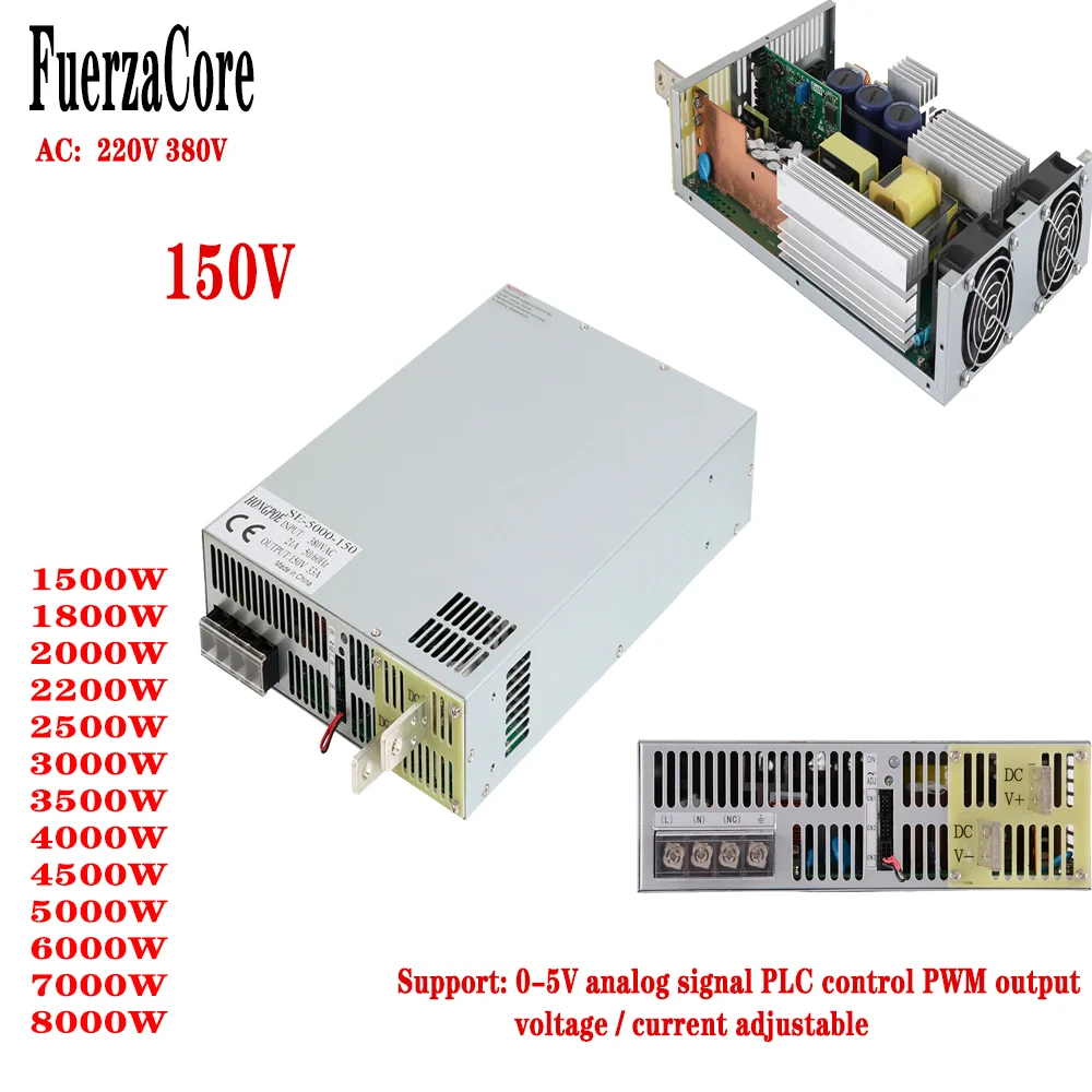 

Регулируемый источник питания 150 В, 1500-8000 Вт, SMPS, 0–150 В, регулируемое напряжение 0–5 В (0–10 В), аналоговый сигнал, управление ПЛК, аккумулятор двигателя с ШИМ