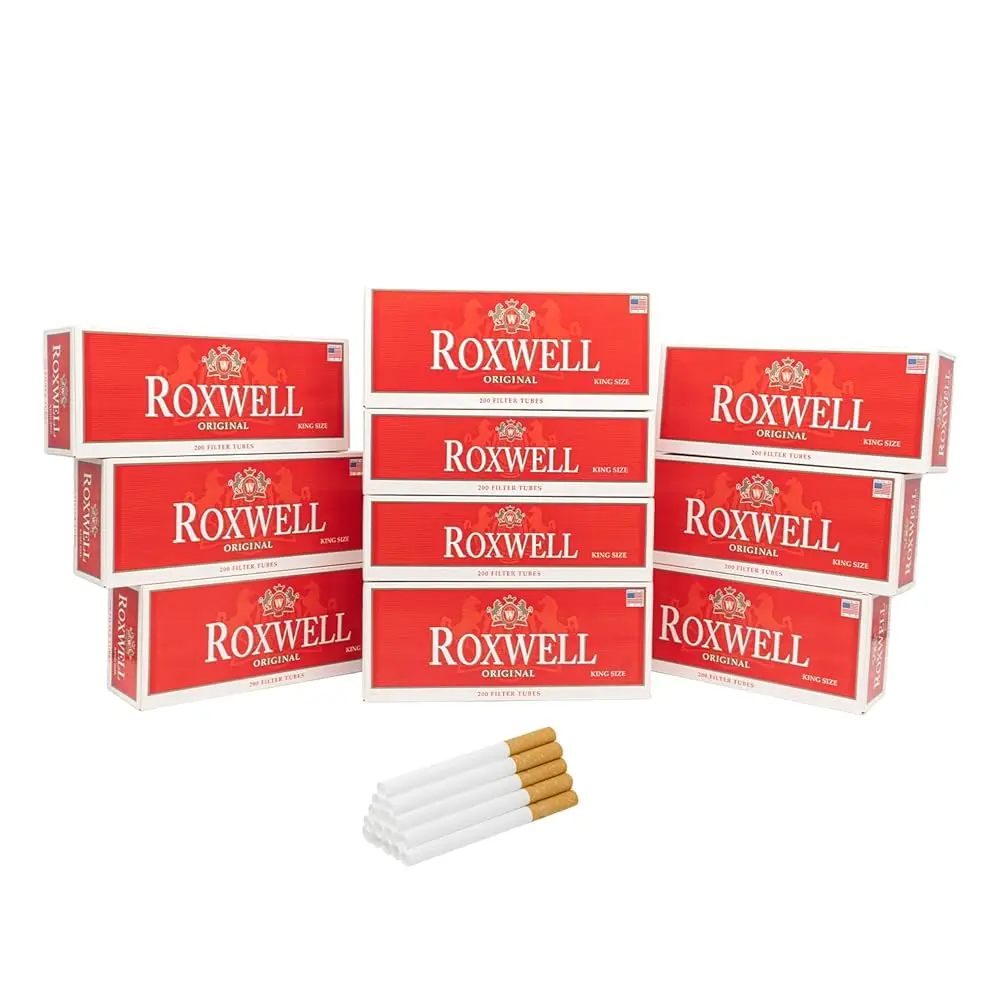 

Free ShippingRoxwell Cigarette Tubes King Size – 2000 Count - 10 Boxes of 200 Tubes – Smooth Draw White Filters – Pre-Rolled Tub