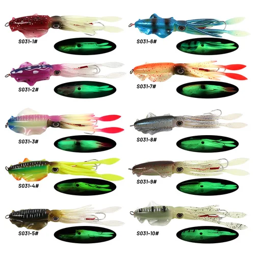 Imagen 2 del producto Señuelos de pesca con plantilla de calamar UV luminosa de goma Artificial suave de silicona 60g120g150g para pesca en el mar cebo Wobbler de curricán