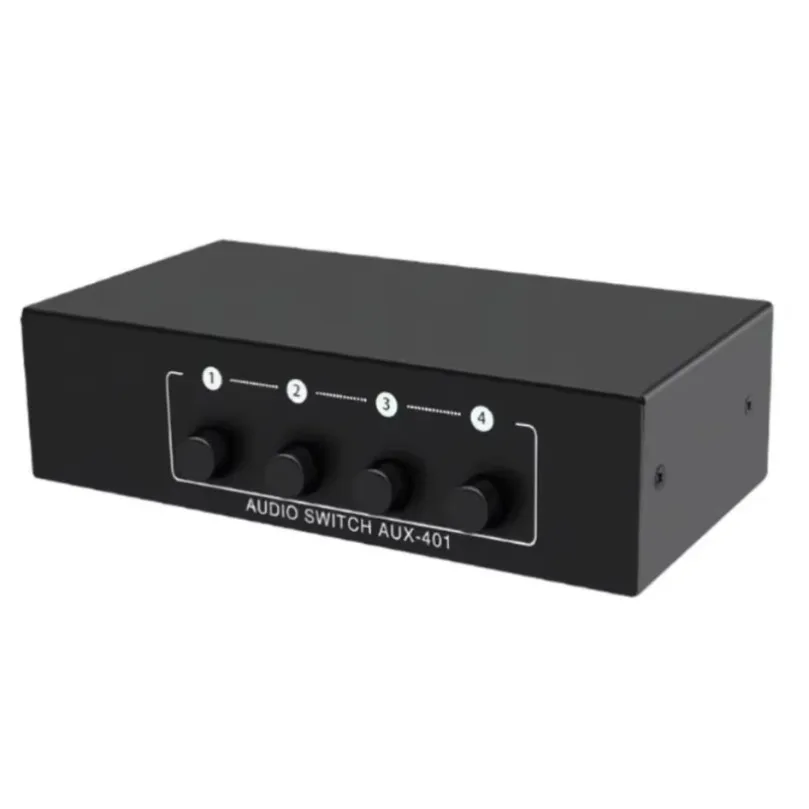 4 Channel Audio Switcher 3.5mm Stereo Sound Splitter Input Selector Box for Game Console Laptop Live Streaming Equipment