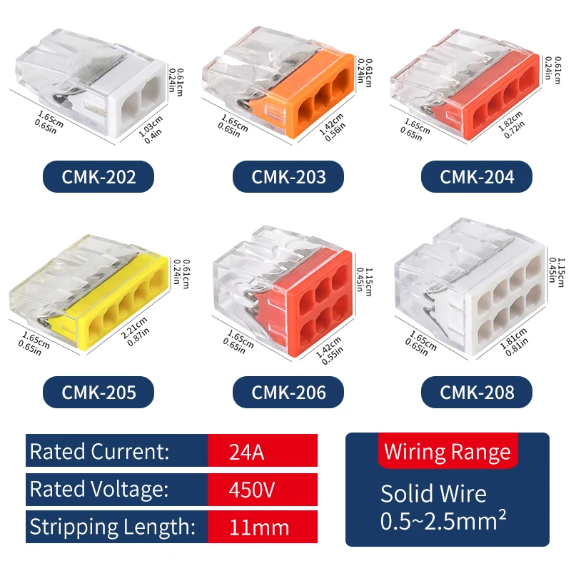 JINH 100Pcs Mini Quick Push Connectors Set 2-8 Ports Transparent Electrical Splicing Terminals Easy Install Block for - view 3