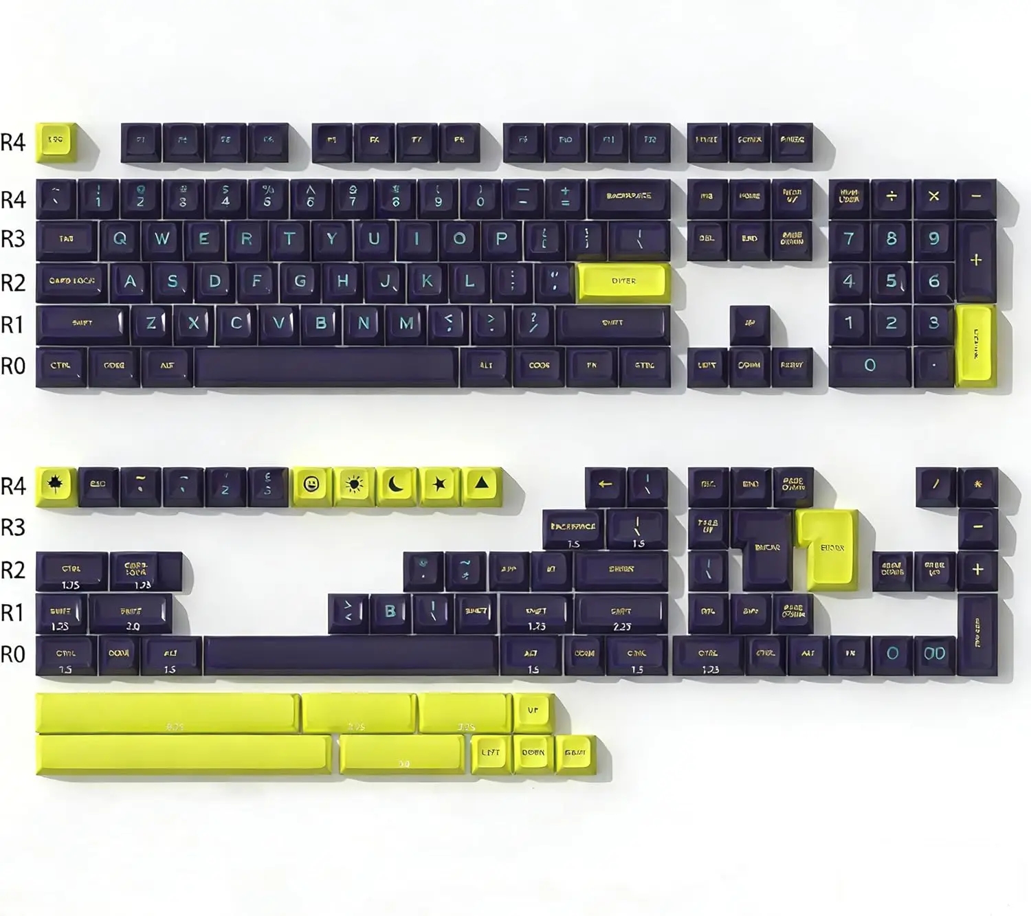 

PBT Keycaps, SA Profile Double Shot Keycap Blue and Yellow 172 Keys Key caps Full Set, Custom Keycaps for Cherry MX Switches Mec