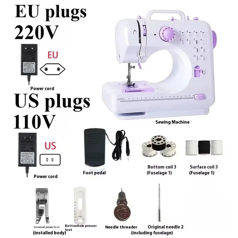 

Automatic Electric Sewing Machine Multifunction Mini Overlock Sewing Machine 12 Kinds Stitches Presser Foot Pedal Portable
