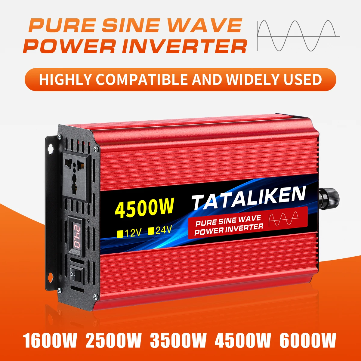 

Pure sine wave inverter 12V to 220V 1600W 2500W 3500W 4500W DC to AC voltage converter 12 220 mini-car power supply