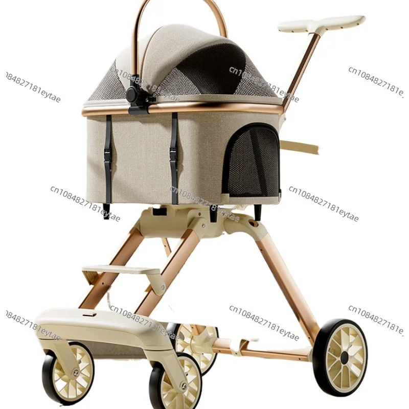 Foldable Detachable Aluminum Alloy Pet Stroller for Cats Dogs with Canopy Multi Functional Dog Seat Pushchair