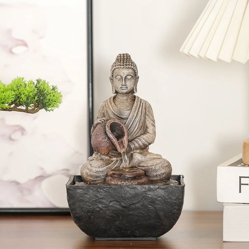 Zen Rulai, flowing water makes money, ornaments, office feng shui pendulum, living room entrance, decorative water feature