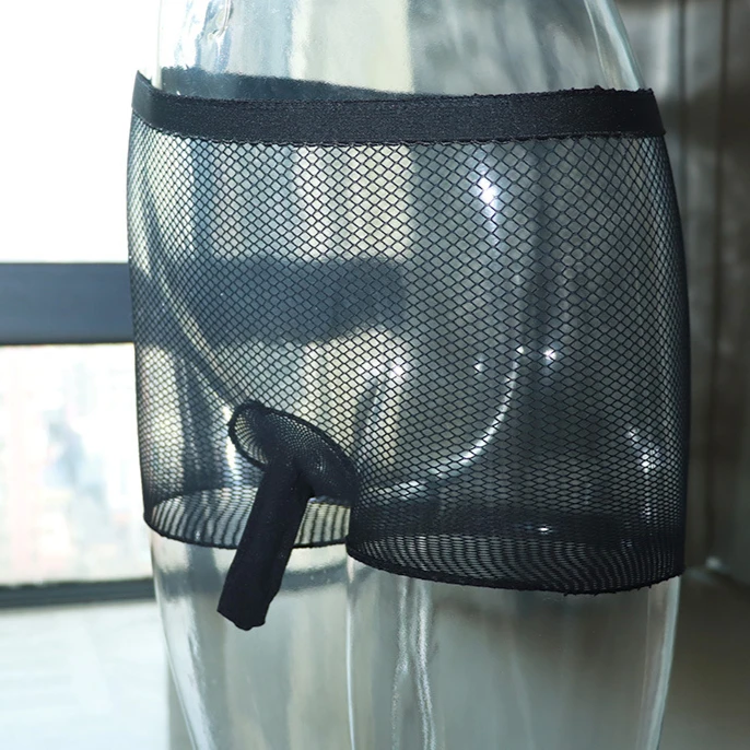 

Short Fetish Tights Small Mesh Sissy Costumes for Men Transparent Underwear Breathable JJ-cover Short Bodystockings black white