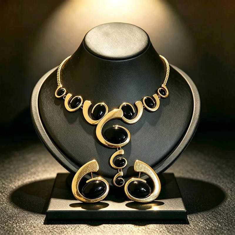 2 Pcs Oval Imitation Pearl Pendant Necklaces for Women Personality G-letter Shaped Acrylic Earrings Banquet Anniversary Gifts H