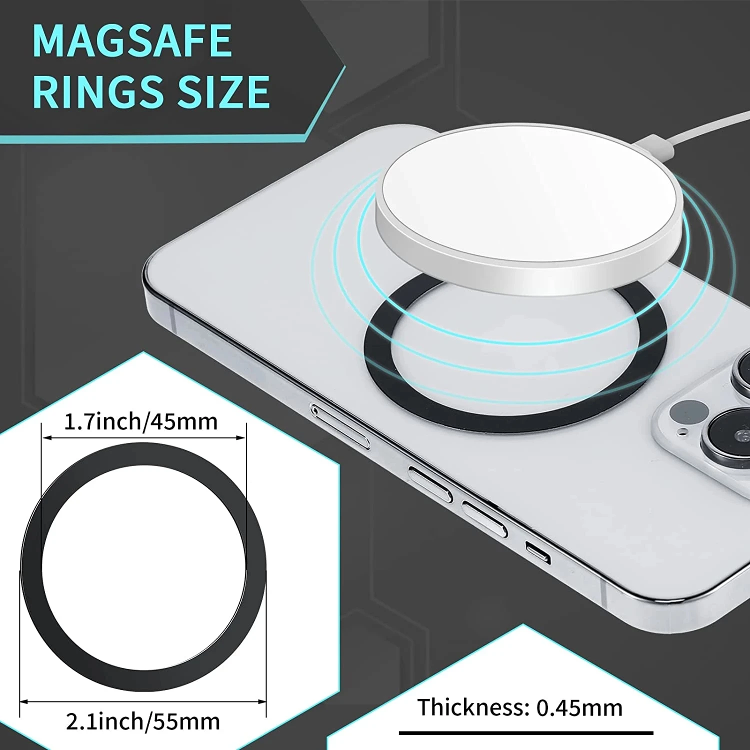 磁気金属ステッカー,magsafeワイヤレス充電器用リング,車の携帯電話ホルダー,鉄板,iphone 13,12,11用