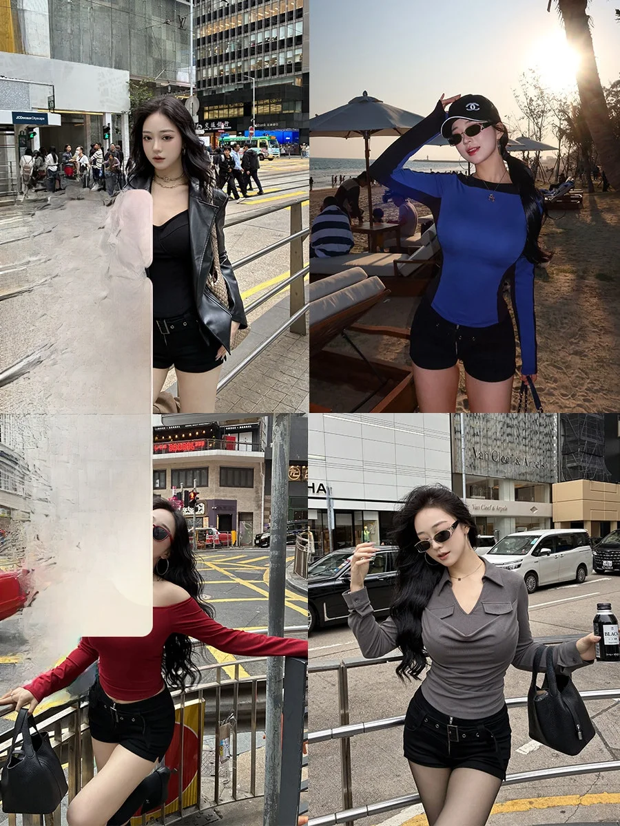 

Женские летние модные повседневные джинсовые шорты Spicy Girl Slim Fit с V-образным вырезом на талии, из хлопка, с высокой талией, универсальные, хит продаж