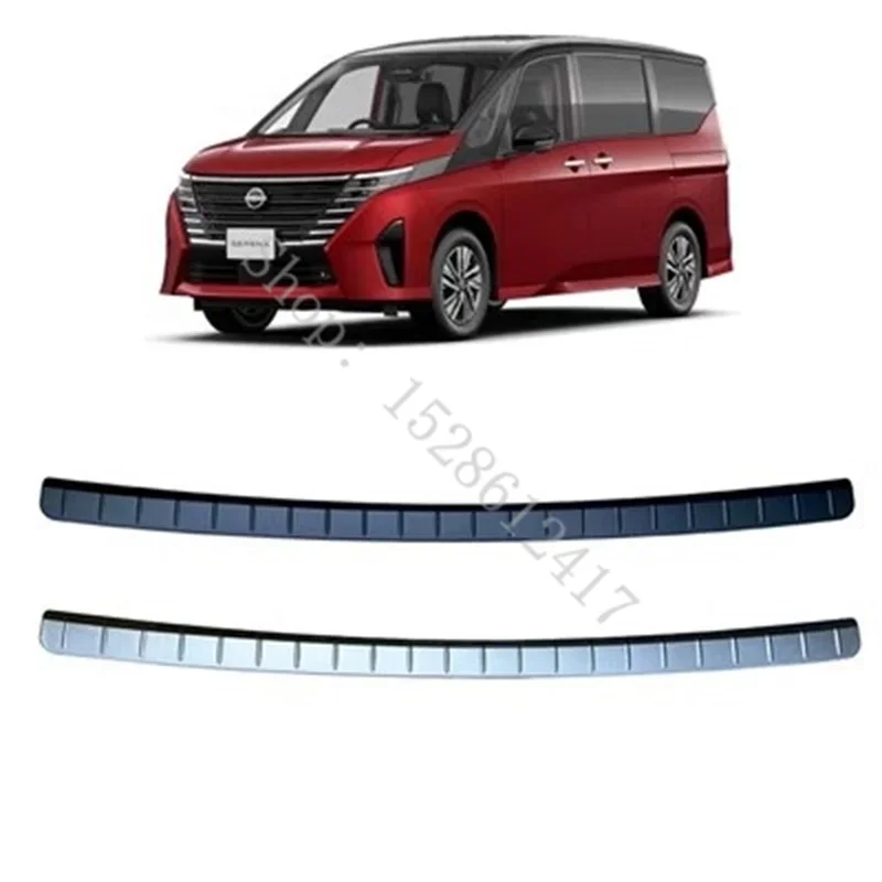 for Nissan Serena C28 2023 2024 304 Stainless Steel Rear Bumper Protector Sill Trunk Tread Plate Trim car bumper pads