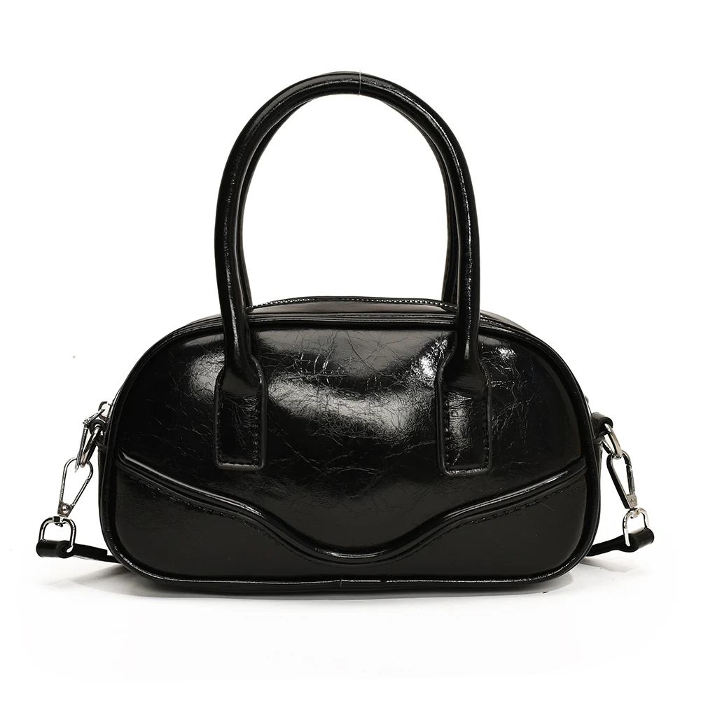 

Handheld Bowling Bag PU Leather Crossbody Bag Fashion Casual Small Square Bag for Women Work Shopping Travel