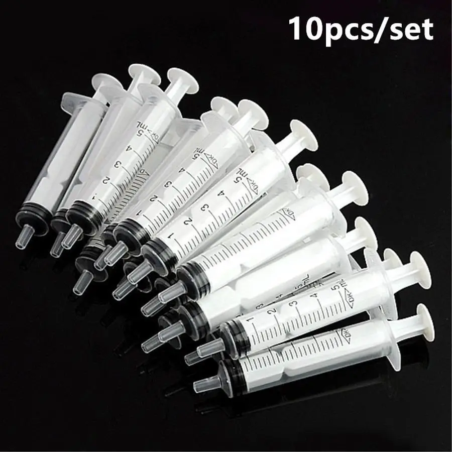 10 Pcs/Set 5ml Disposable Plastic Syringe No Needle Lab Measuring Tool Small Pet Feeder Nutrient Liquid Injector