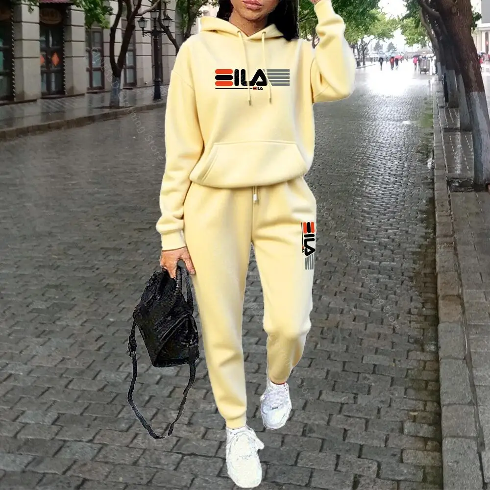 Womens Clothing Autumn Winter Hoodies Pants Fashion High Quality Aesthetic Luxury Brand Designer Streetwear Pants Sets for Women - Image 4