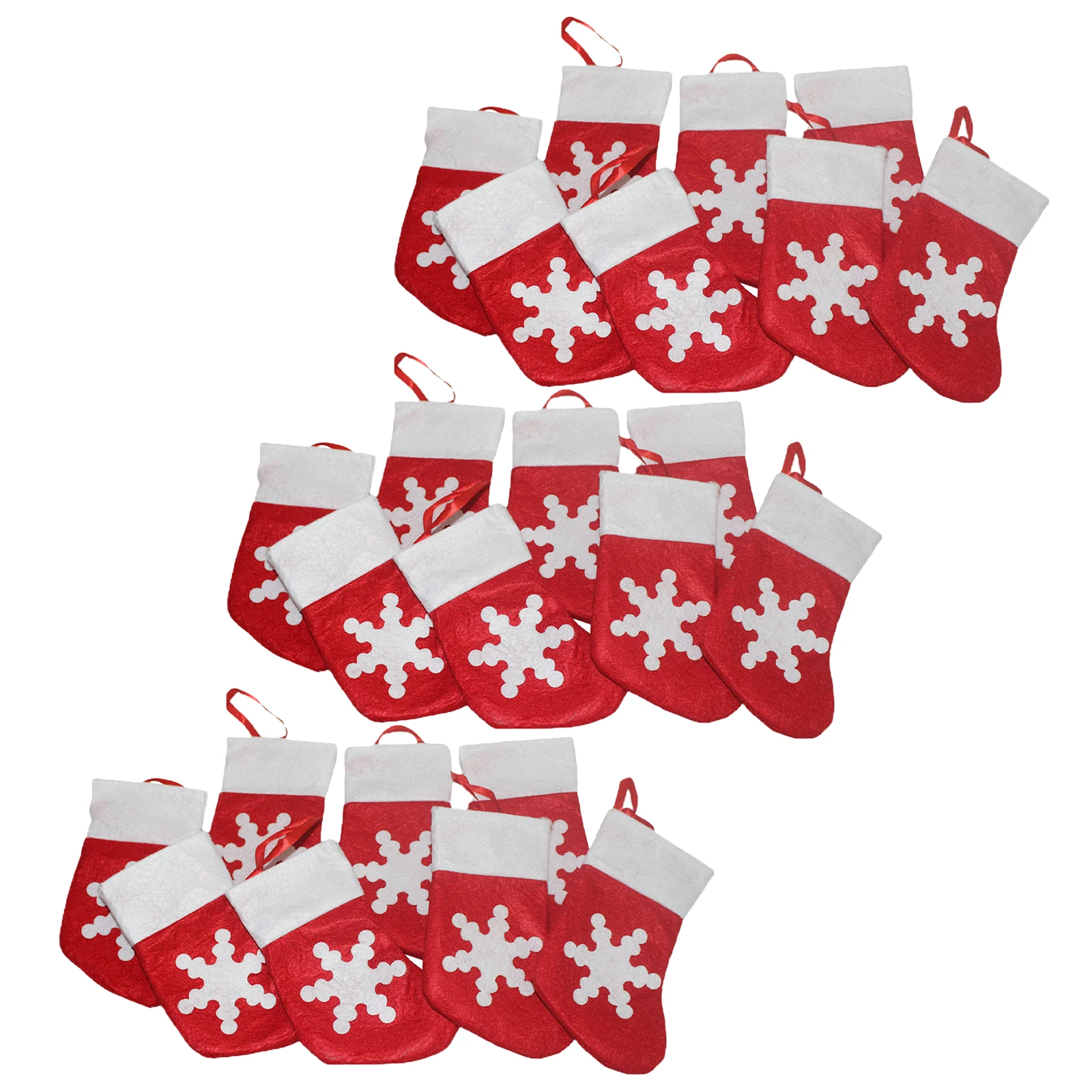 

24Pcs Small Christmas Stockings Felt Snowflake Pattern Holiday Decoration Stocking Gift Bags for Holding Candy Spoons Forks