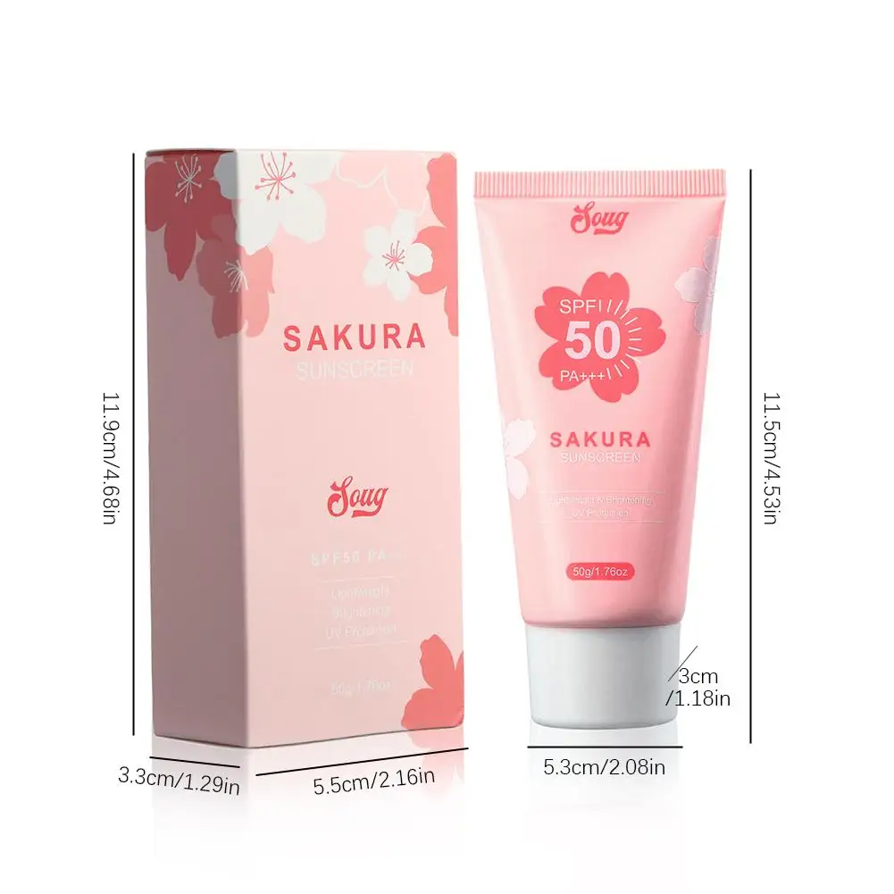 Sakura Sunscreen Cream Protector Facial Sun Block Spf50 Gel Isolation Lotion Cream Bleaching Creams Facial Moisturizer Repairing