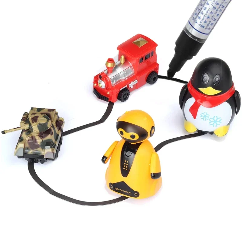 Magic Pen Inductive Car Truck Follow Any Drawn Black Line Track Mini Car Toys Engineering Vehicles Educational Toys