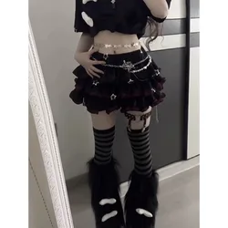 Spring Summer 2024 Japanese Lolita Mini Skirt Y2k Gothic Subculture Cool Cake Skirt Female Black Y2k Grunge Punk Short Skirts