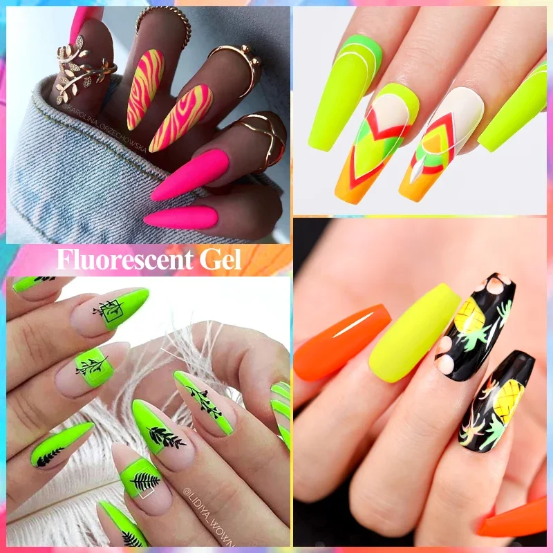 12-delige nagelgellakset voor alle seizoenen fluorescerende nagelkunst DIY Vernis semi-permanente HEMA-vrije UV/LED-schildergel manicurekits