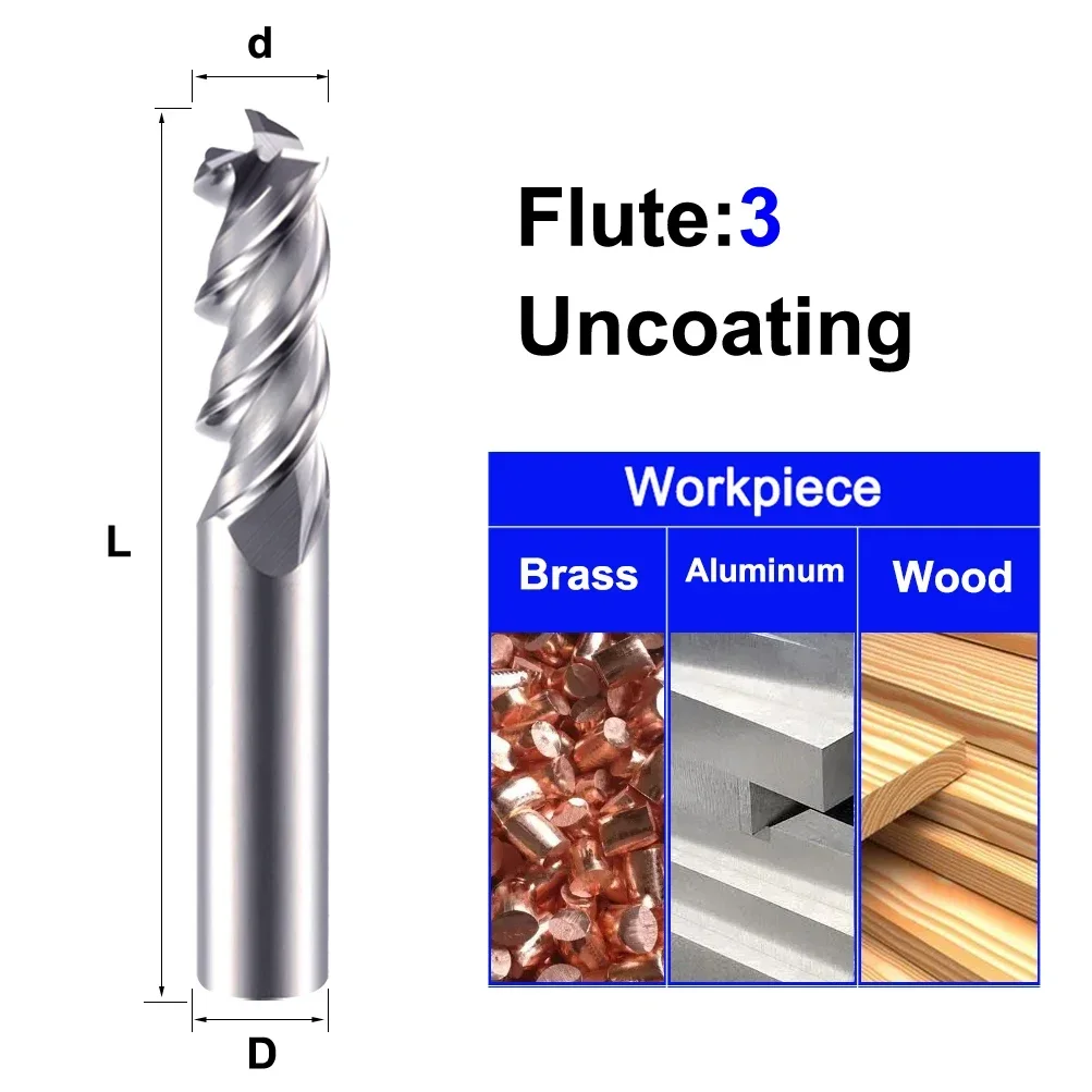 MZG 2 Fluit 3 Fluit Non-Ferro Aluminium Koper Hout Frees Legering Carbide Tool Wolfraam Staal CNC Draaibank frees