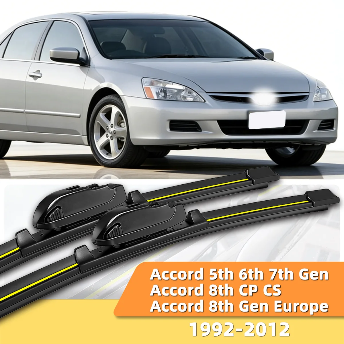 2 Stück Auto-Scheibenwischer Geeignet für Honda Accord 5., 6., 7. und 8. Generation CP CS Europa 1992-2012 Gummistreifen Zubehör