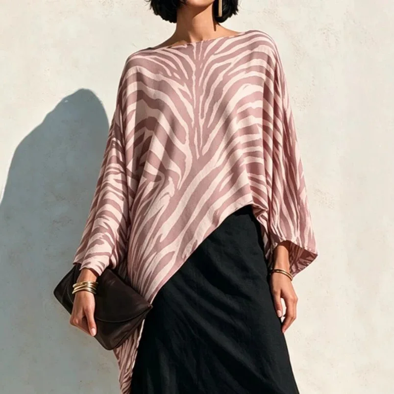 Tops Women 2026 Fashion Zebra Pattern Women Top And Blouse Casual Summer Female Clothing Loose V-Neck Ladies Chiffon Blouses