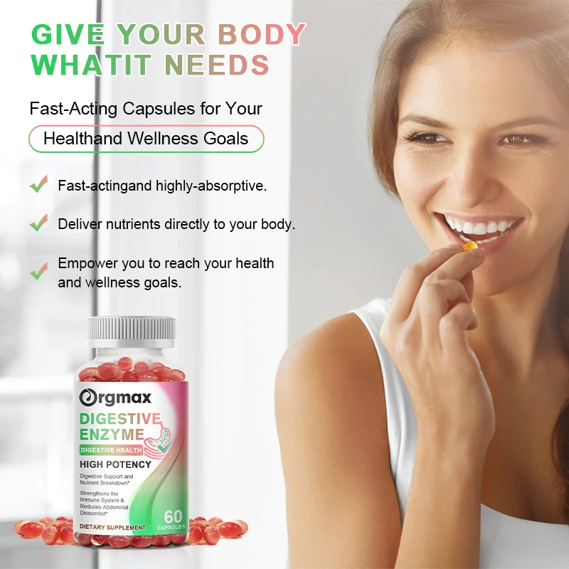 Digestive Enzyme Supplement Adult Digestive Enzyme Capsules Beneficial Bacteria Immune System Support and Healthy Digestion