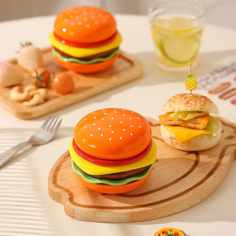 Stackable Hamburger Plate Set Burger 6 Layers Mini Dinner Plate High Value Bone Spit Plate Funny Sauce Containers Table Decor