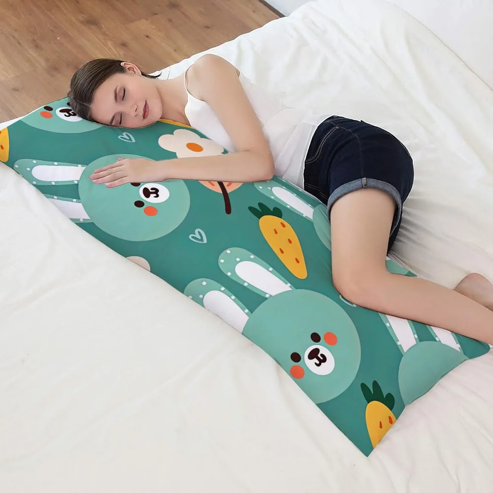 1pc Adorable Animal Pattern Long Pillowcase - Pillow Insert Not Included 20x54 Inches / 50x137cm - Double-Sided Design, Breathab