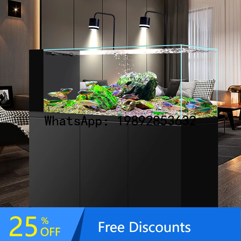 CZ  Stream Tank Gold Crystal Ultra White Glass Ecological No Water Change Bottom Filter Landscaping Living Room Goldfish Tank