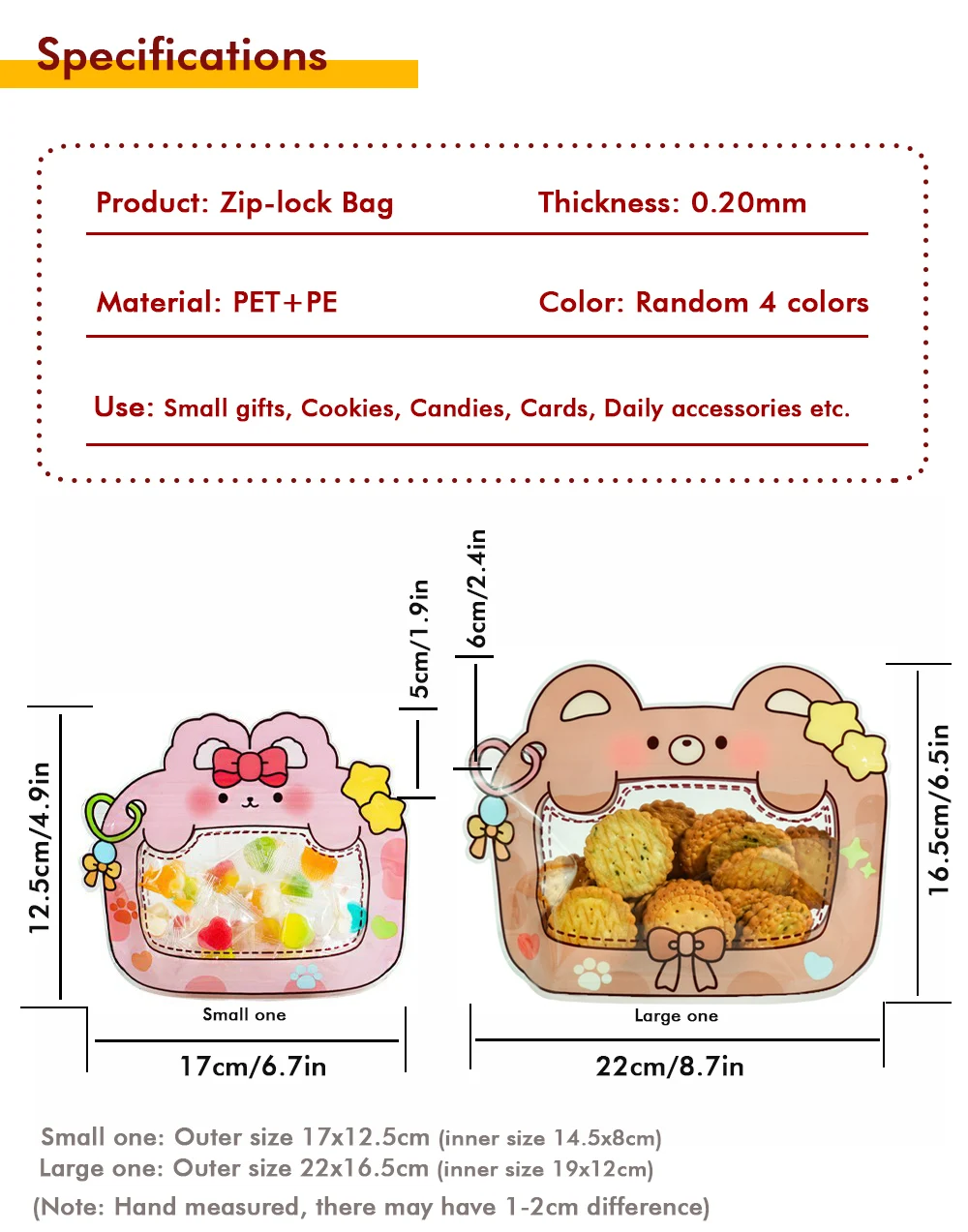 20/50 Stück Kunststoff-Druckverschlussbeutel mit großem Mund, Cartoon-Design für Snacks, Süßigkeiten, Kinder, Partygeschenke, kreatives Geschenk, Versiegelungsbeutel – Detail 2