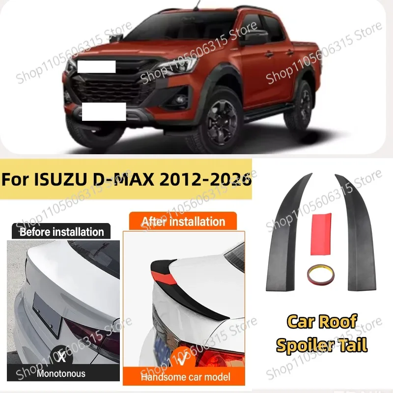 For ISUZU D-MAX 2012-2026 3-Section ABS Rear Trunk Spoiler 115-125cm Adjustable Sports Decor Top Wing Car Exterior Parts