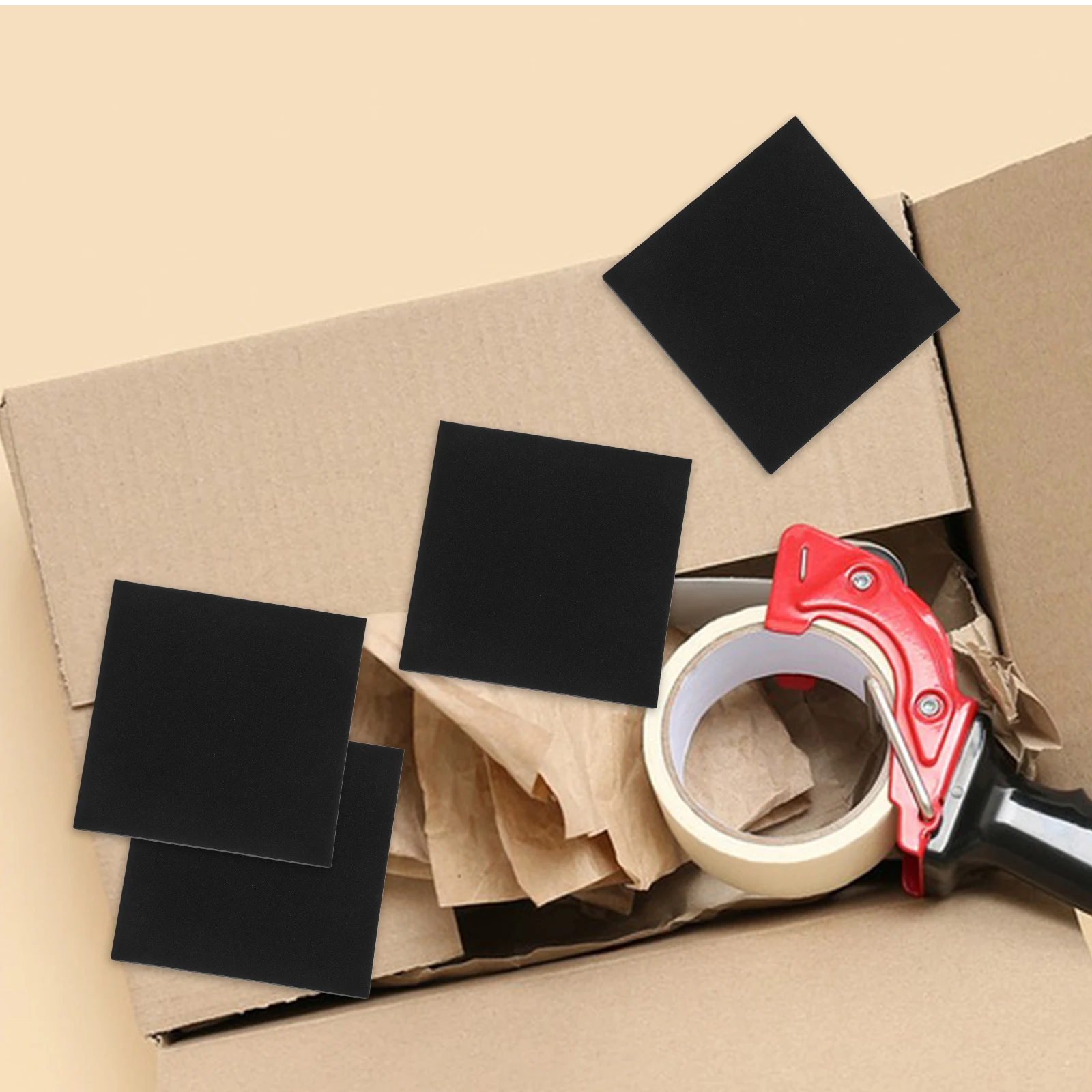 

12pcs Foam Square Pad Soft Insulation Blocks Adhesive Backed Shock Absorption Flame Retardant Oil Resistant Thermal