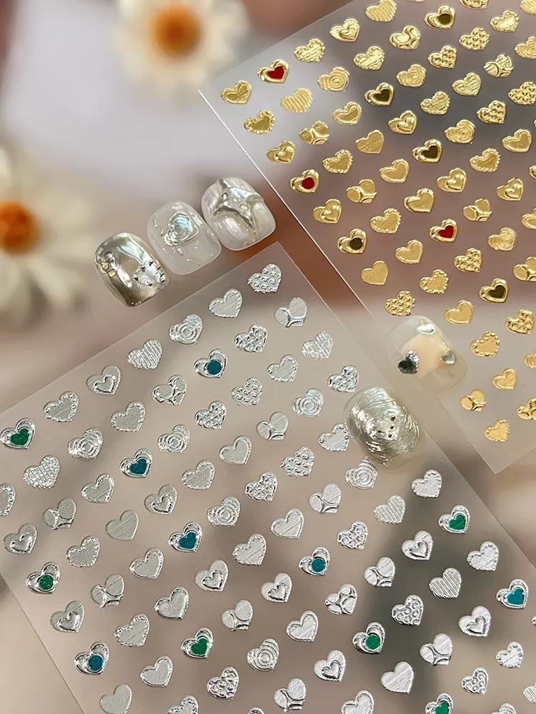 Gold-embossed Heart-shaped Nail Stickers Exquisite and Simple Lines Decorative Stickers DIY Nail Art Decoration Manicure Decals