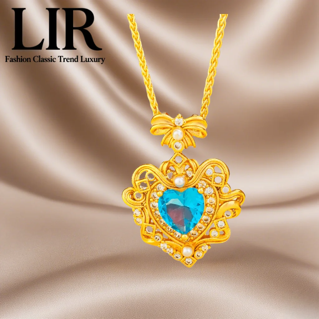 

LIR Fadeless Non - deformable Necklace: Latest Plating, Zircon - Inlaid Heart & Angel Wings Pendant, Dazzling Beauty,