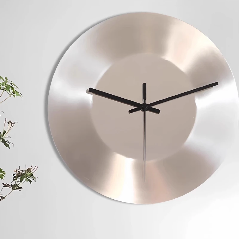 

Wall clock high-end handmade creative stainless steel clock mirror medium circle living room personality mute