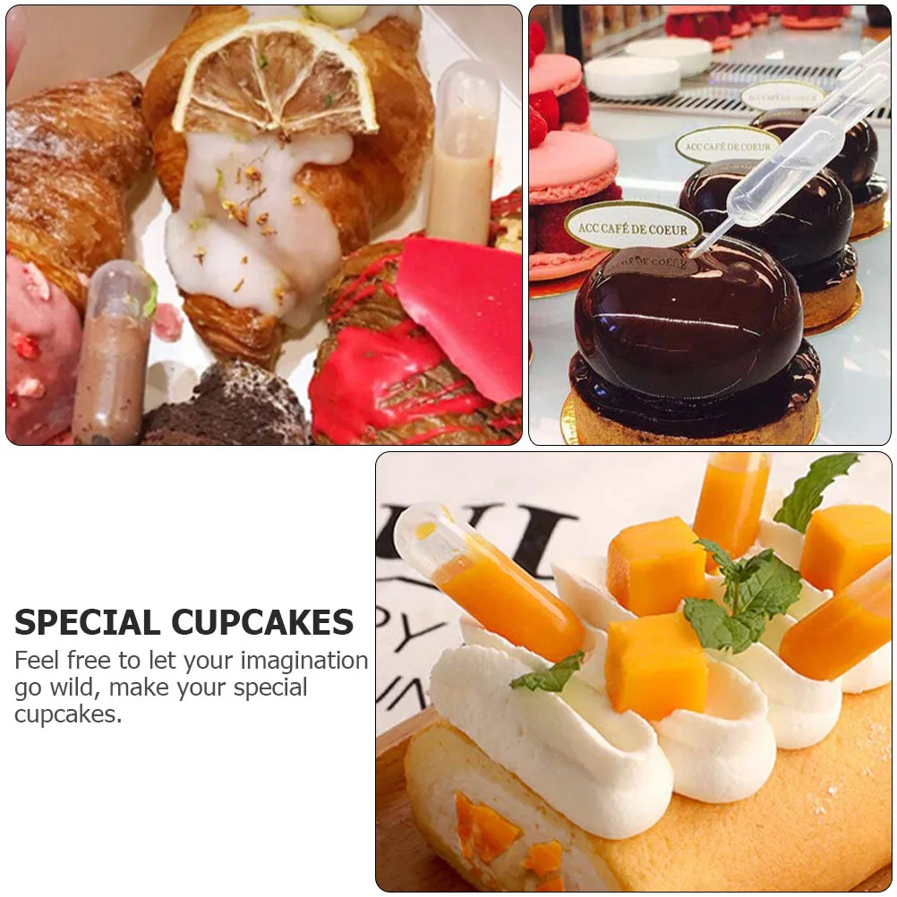 

200pcs Baking Jam Dropper Pipette Transparent Squeeze Transfer Tool For Cupcake Ice Cream Use Liquid Dispenser