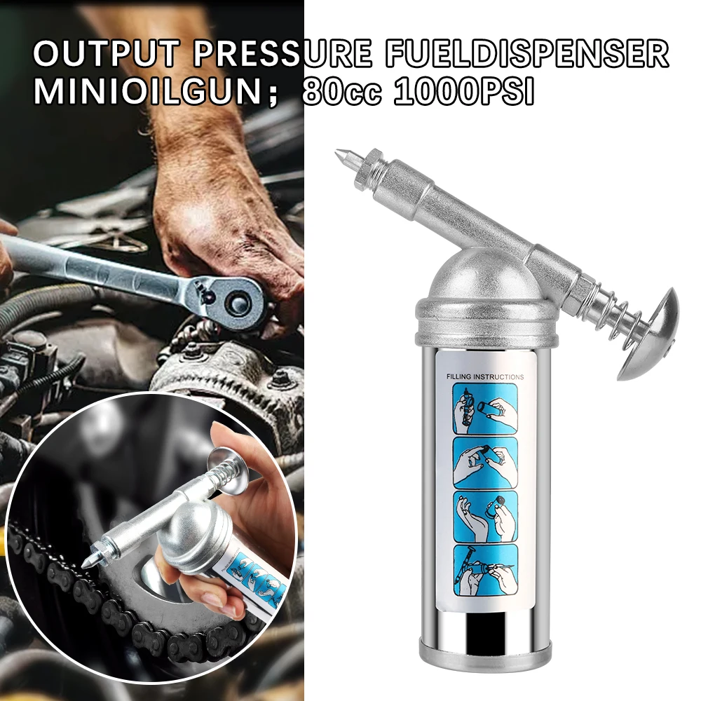 

80cc Capacity Machine Handheld Alloy Mini Grease Gun 1000PSI Output Pressure Oiler Oiler Hand Tool Auto Accessories