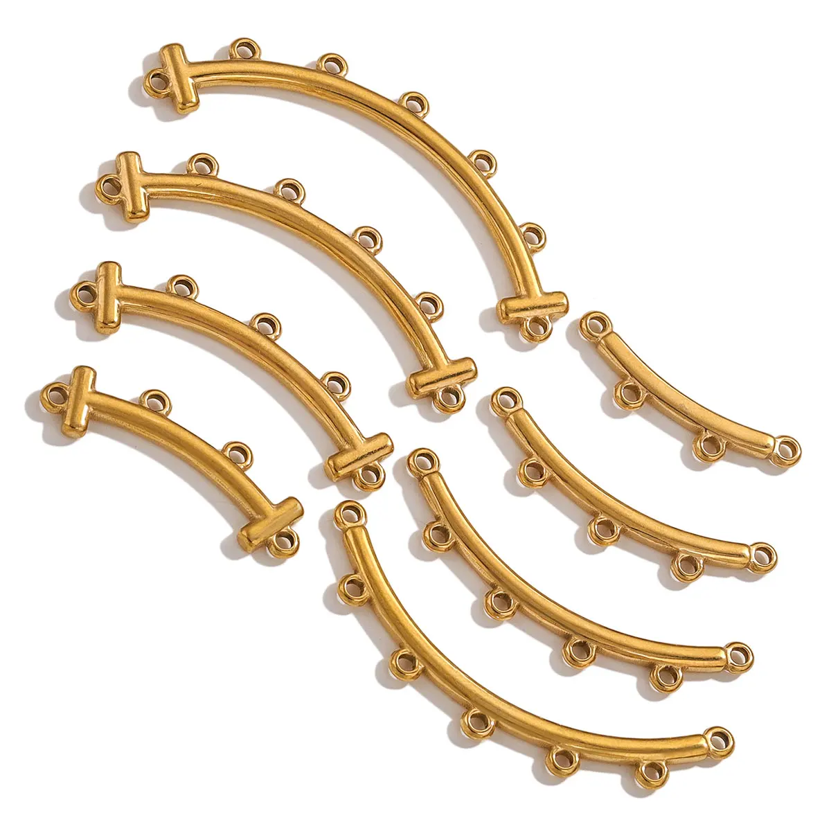 5pcs Bend Stainless Steel Bohemia Cylinder Multi Strand Necklace Bracelet Layer Pendant Bail Connector Diy Jewelry Chain Earring