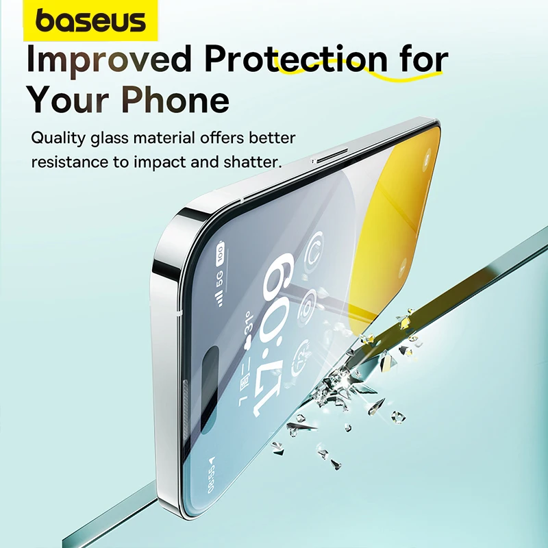 Baseus Ultra HD Tempered Glass for iPhone 15 Pro Max Plus Screen Protector add Dust-Proof Easy Installation Tool Protective Film