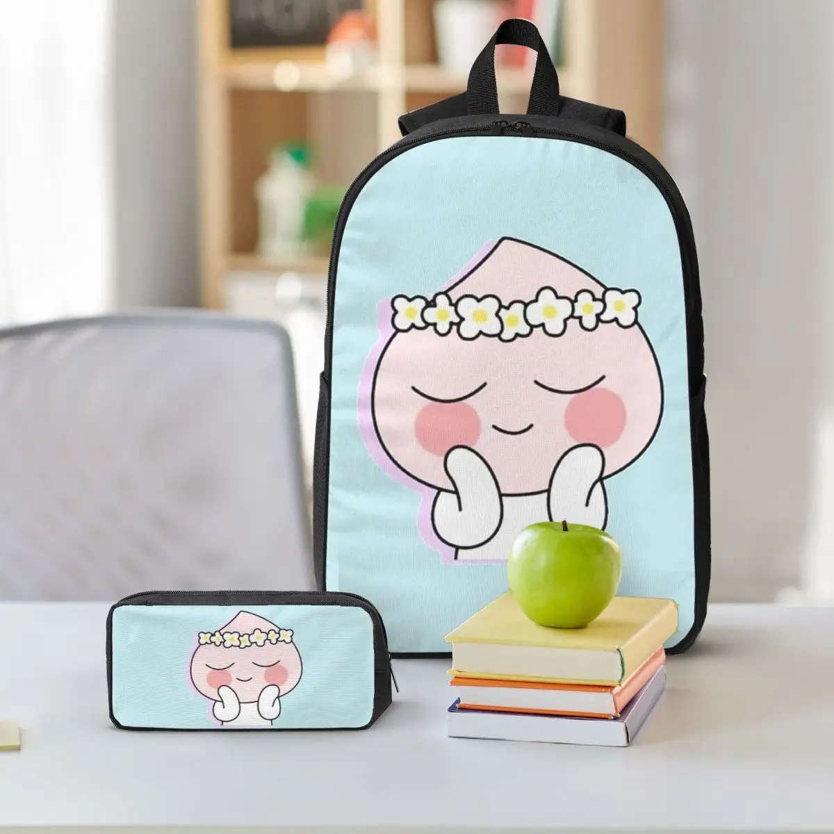 سخيفة الطفل Apeach على ظهره طالب بنين بنات BookBag حقيبة مدرسية حقائب كتف الكمبيوتر 3ps معزول حقيبة الغداء مقلمة #6