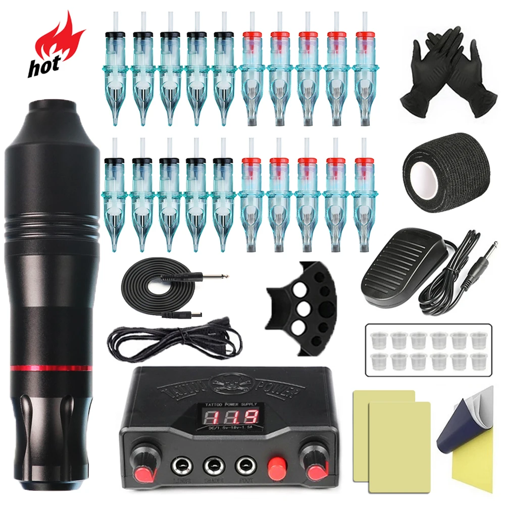 

Professional Tattoo Machine Set Tattoo Gun Kit DC Jack Rotary Tattoo Pen with Digital Tattoo Power Supply Tattoo Supplies
