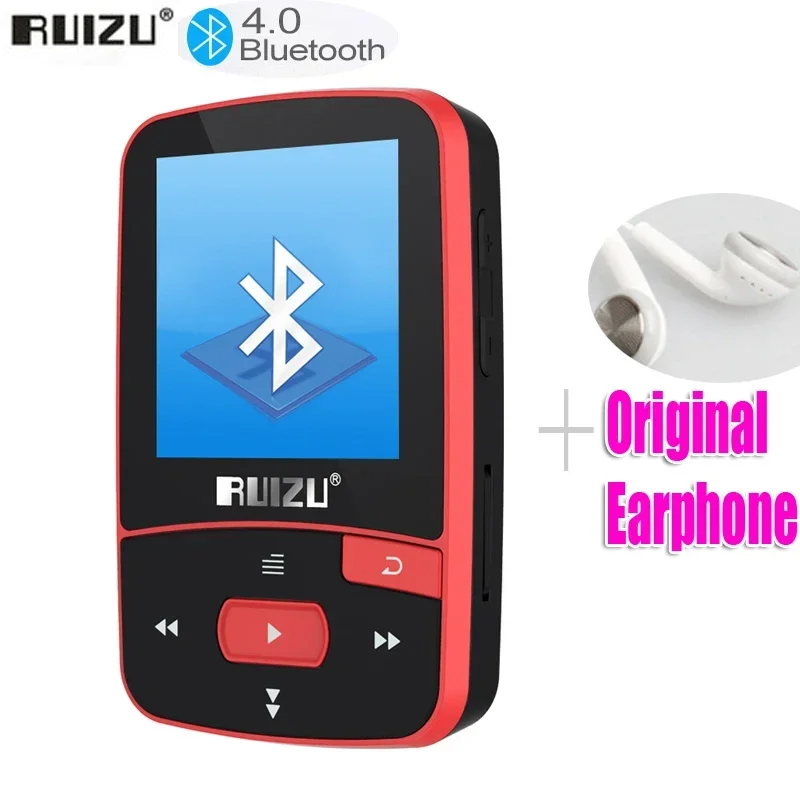 مشغل MP3 رياضي بلوتوث RUIZU X50 بمشبك 8 جيجابايت صغير مع دعم الشاشة FM والتسجيل والكتاب الإلكتروني والساعة وعداد الخطى سوني mp3 وكمان
