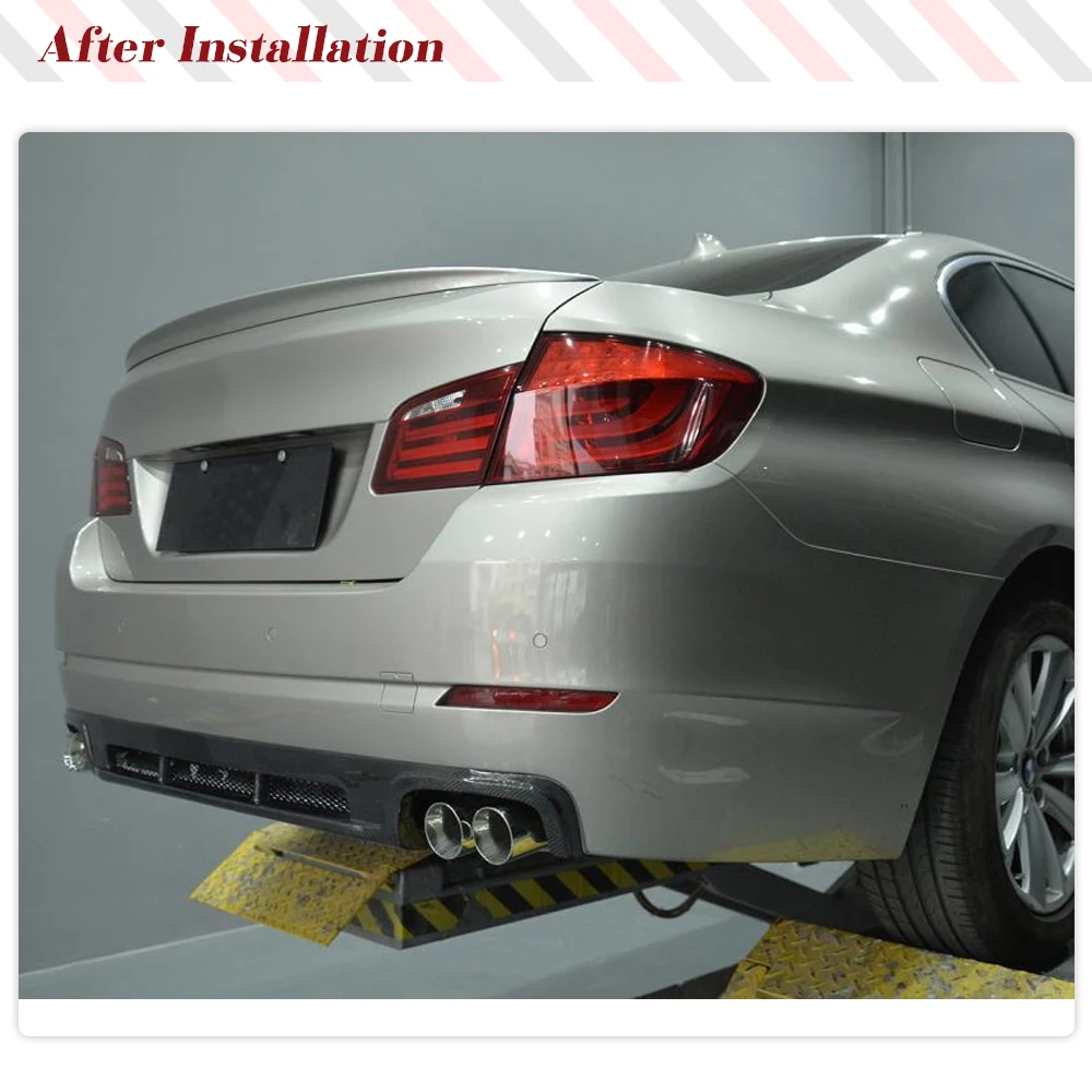 Carbon Fiber Car Rear Bumper Racing Diffuser Lip for BMW 5 Series F10 F18 528i Base Sedan Standard Bumper 2011-2013 FRP Black