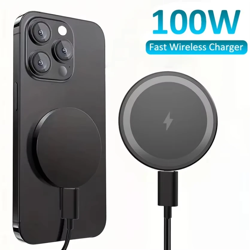 Carregador Magnético Sem Fio de 15W para iPhone Magsafe 17 16 15 14 13 12 Pro Max e Airpods 4 Pro - Estação de Carregamento Rápido Magnética