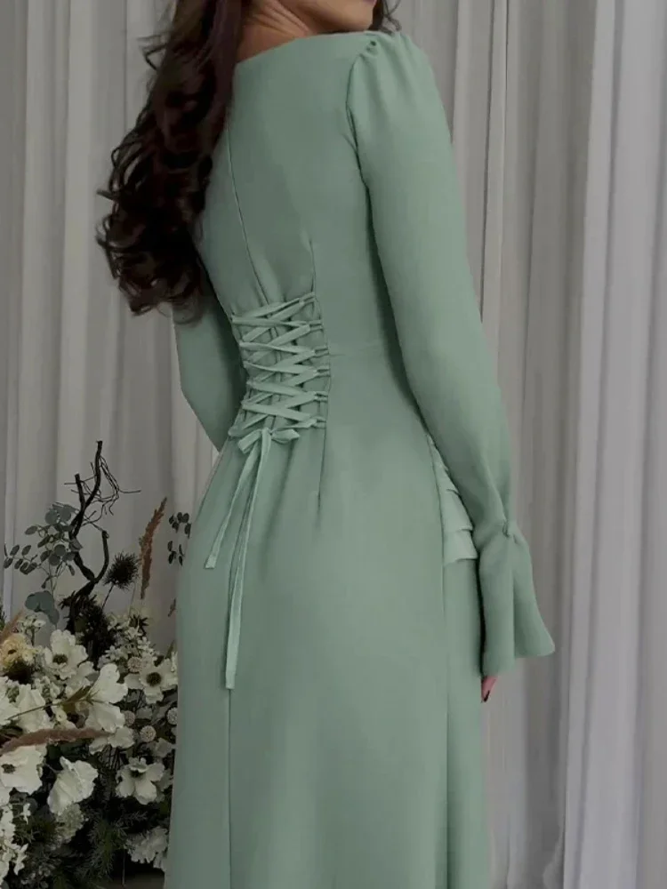 Eid Muslim Party Dress Women Ramadan Abaya Pleated Flare Sleeve Long Dresses Morocco Vestidos Largos Dubai Robe Jalabiya 2026