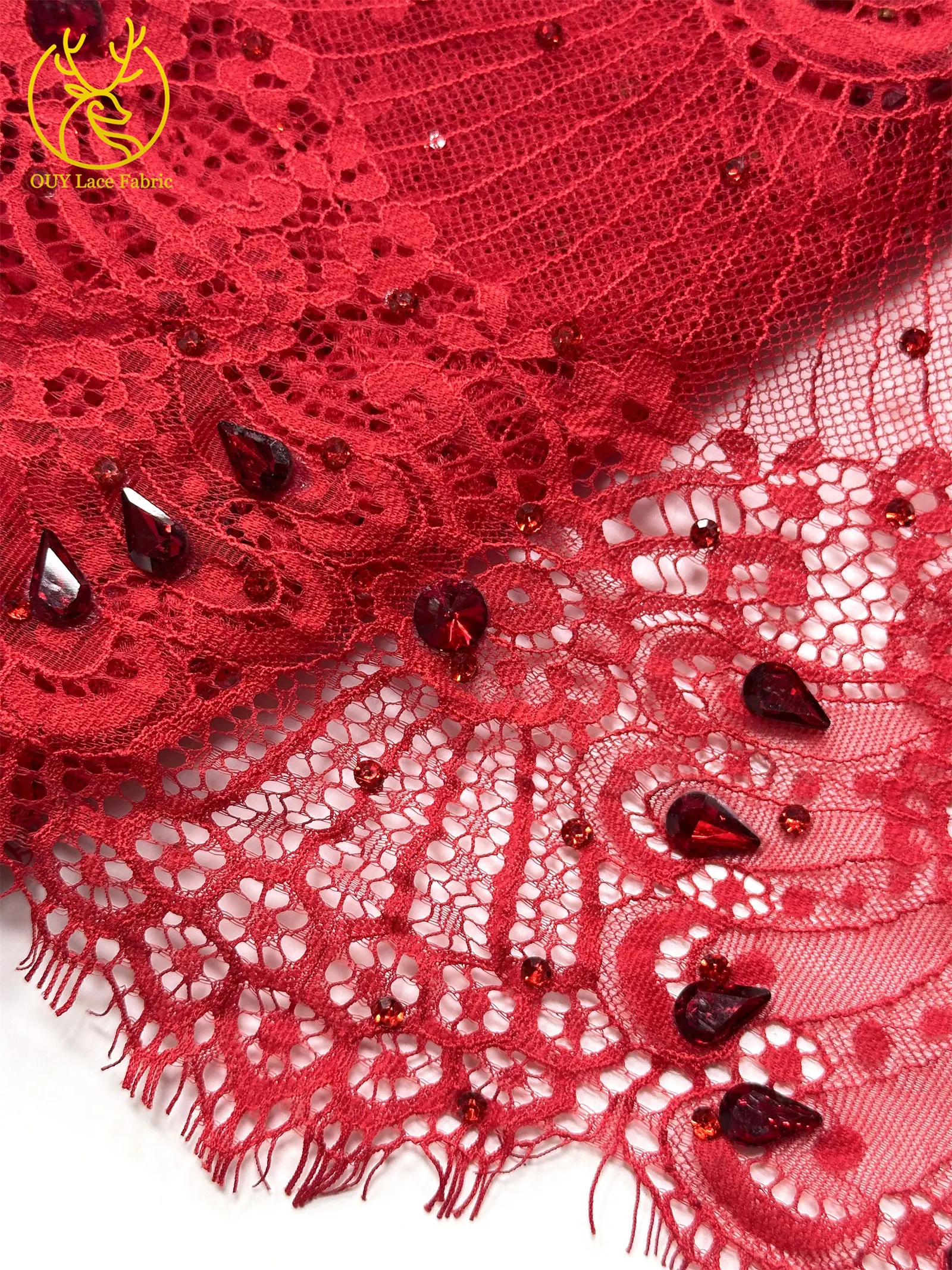 2026 Heißer Verkauf: Edles, luxuriöses, handgefertigtes Stickerei-Netzspitzenstoff mit Steinen für Damen-Hochzeitskleider, 3 Meter – Detail 21