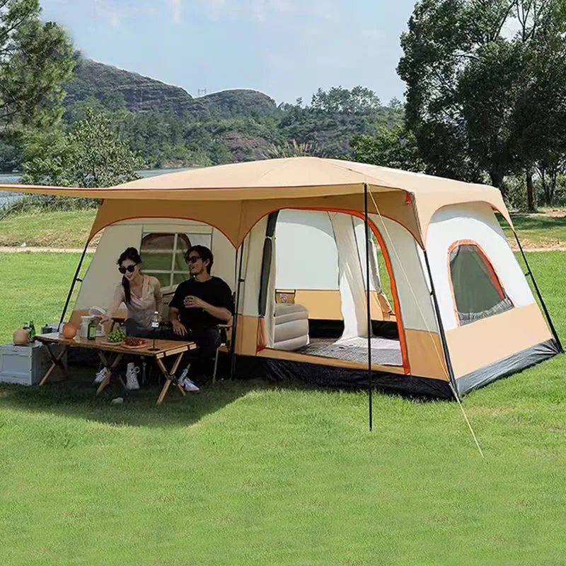 CX outdoor two-bedroom and one-bedroom tent camping large tent 5-8 people 10 people waterproof and sunscreen portable